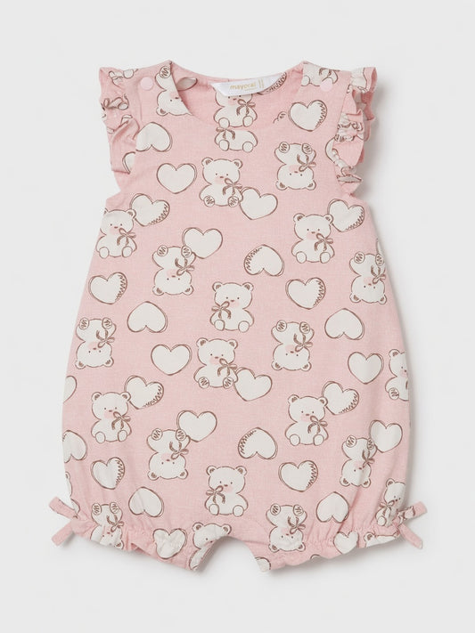 TEDDY HEARTS PINK ROMPER