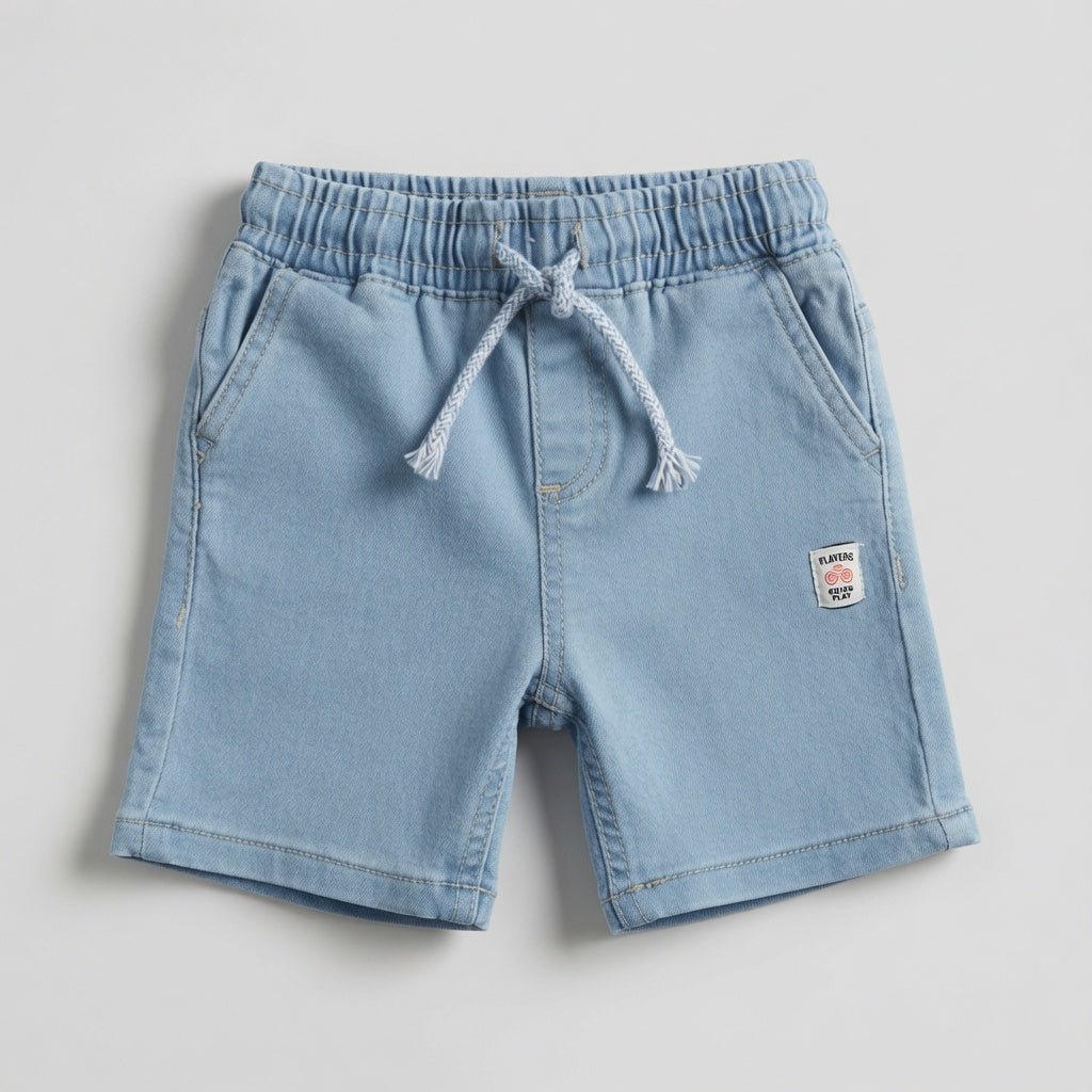 DENIM STRETCH FABRIC SHORTS