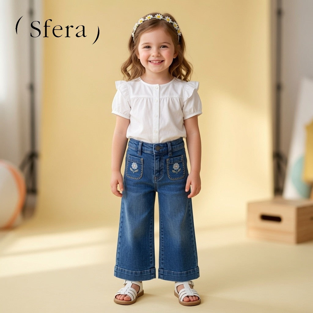 FLORAL EMBROIDERY DENIM PANT