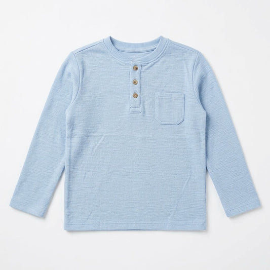 LIGHT BLUE HENLEY T-SHIRT