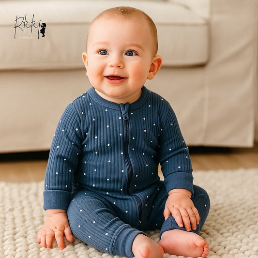 DOTTED NAVY BLUE ROMPER