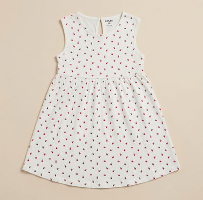 HEARTS ALLOVER PRINT WHITE FROCK
