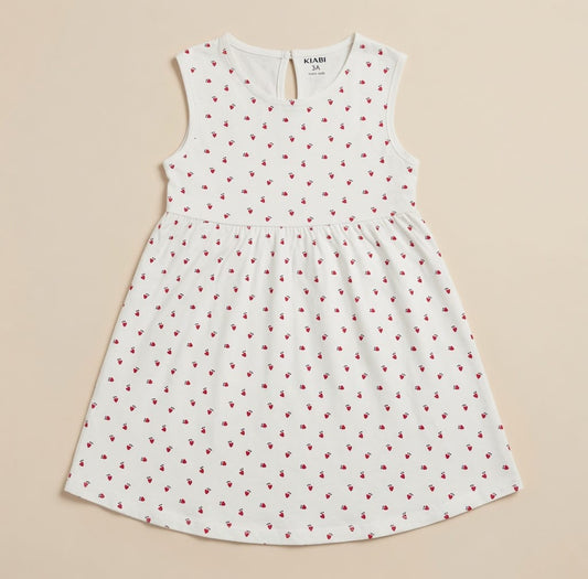 HEARTS ALLOVER PRINT WHITE FROCK
