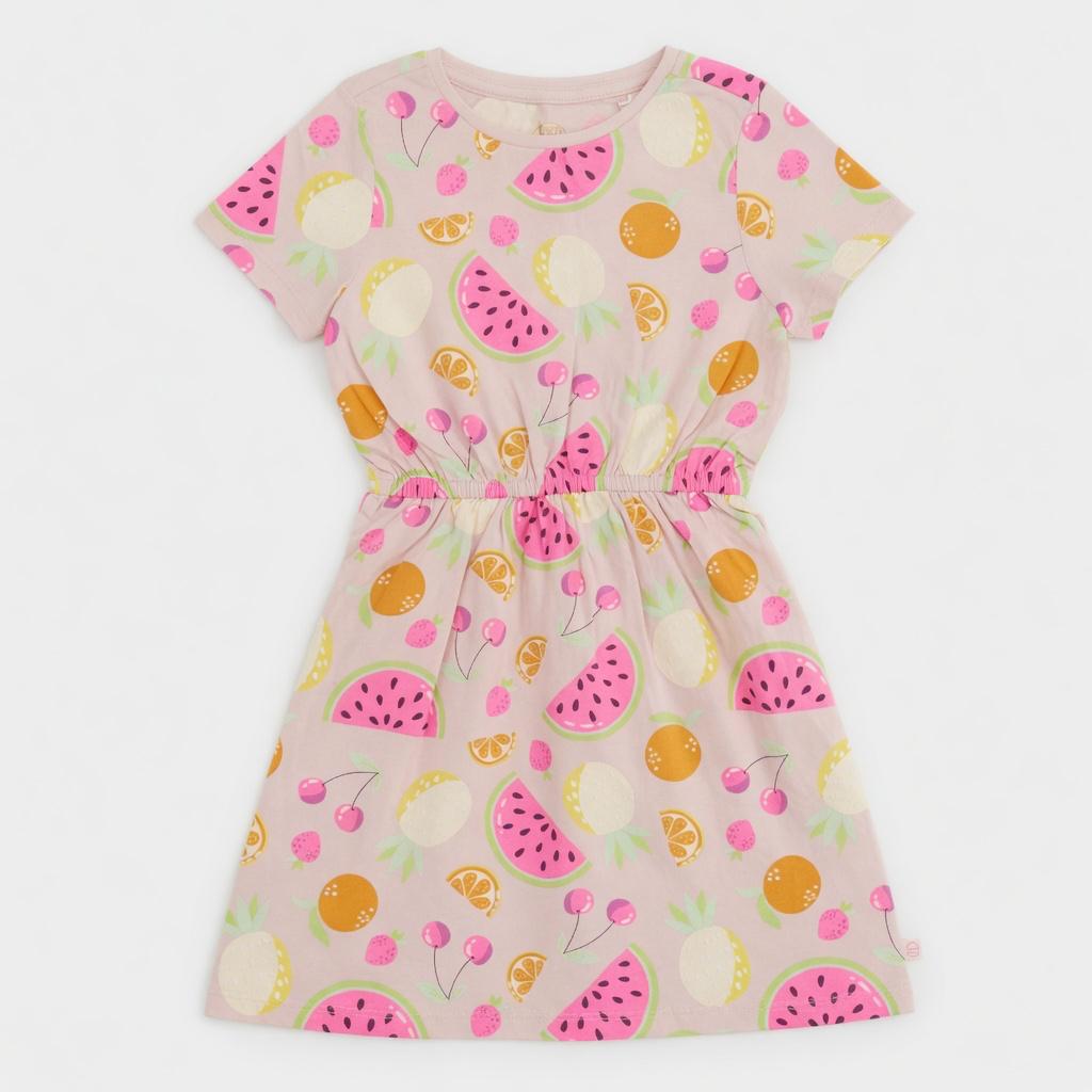 ALL-OVER TROPICAL FRUIT PRINT FROCK