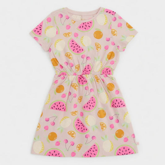 ALL-OVER TROPICAL FRUIT PRINT FROCK