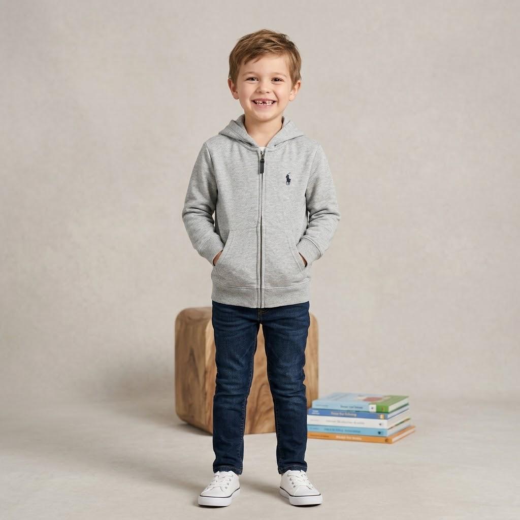 LIGHT GRAY FULL-ZIP HOODIE