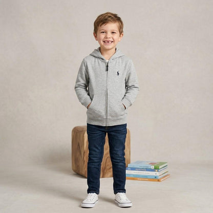 LIGHT GRAY FULL-ZIP HOODIE