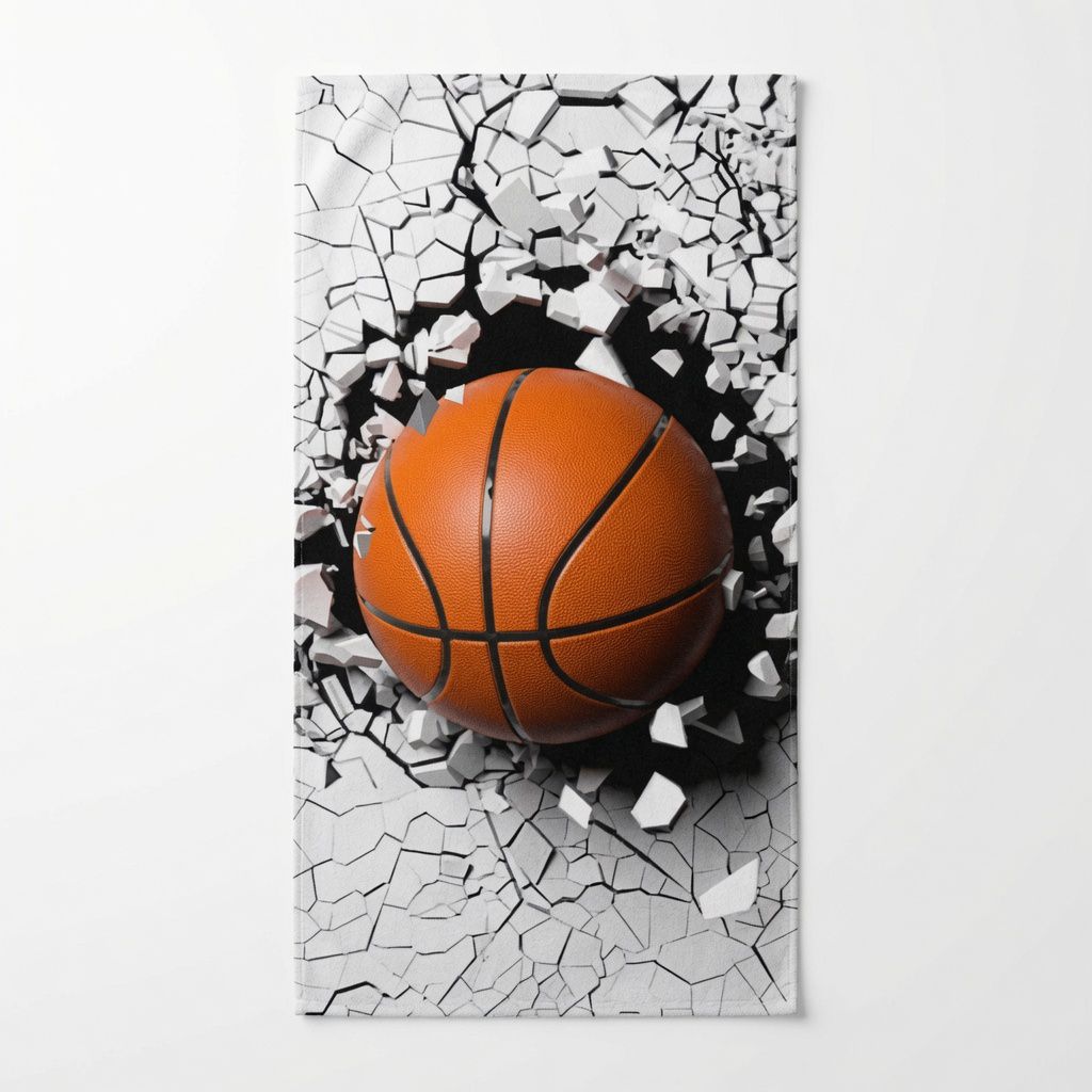 3D Basketball Beach Towel
