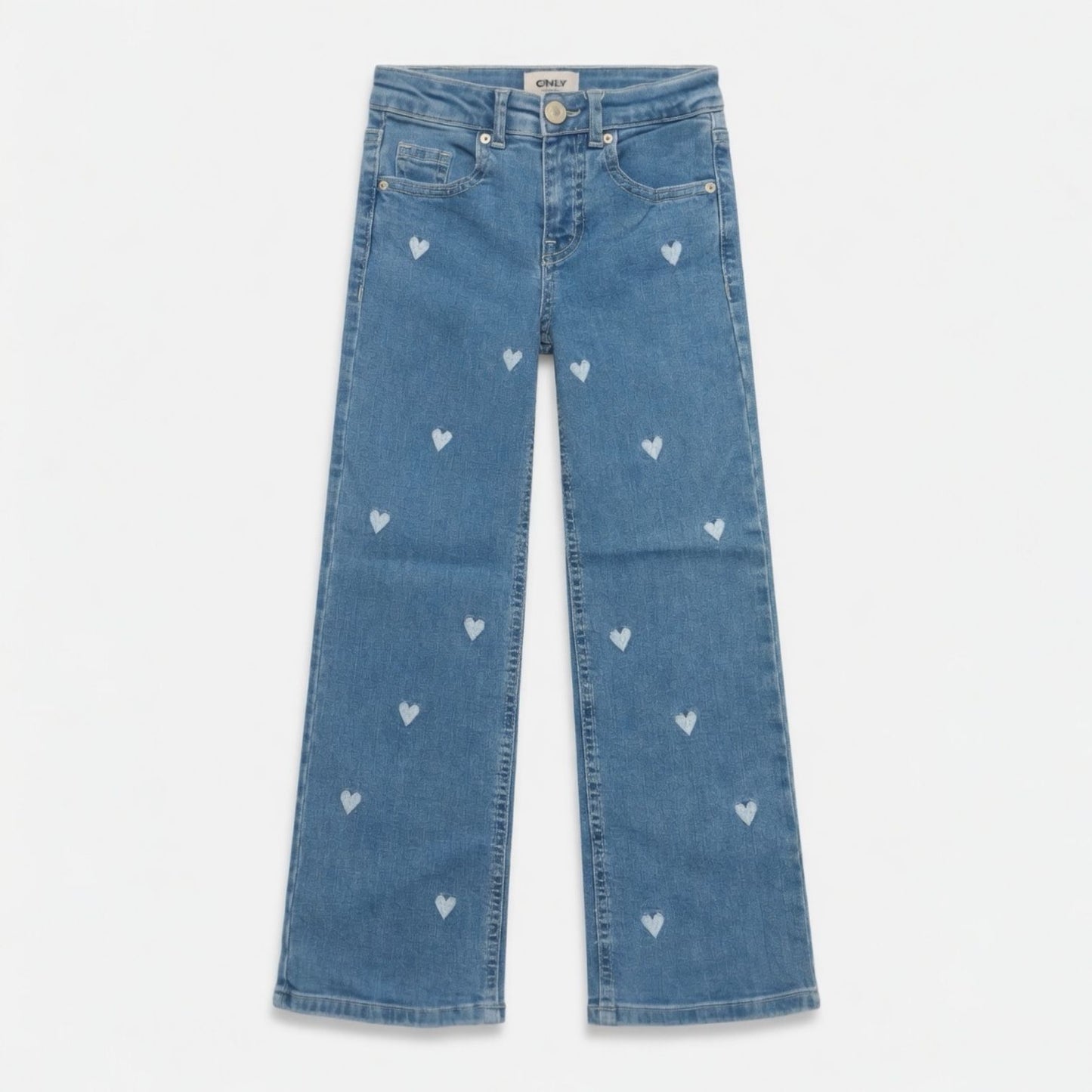 BLUE EMBROIDERED HEARTS DENIM PANT