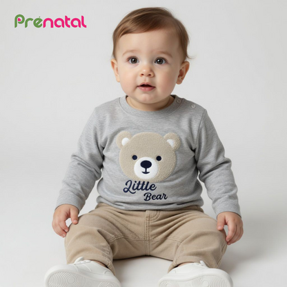 BEAR APPLIQUE GREY T-SHIRT