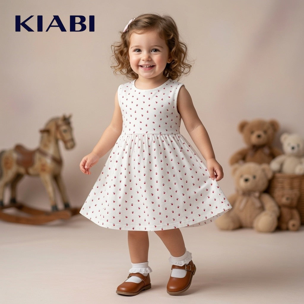 HEARTS ALLOVER PRINT WHITE FROCK