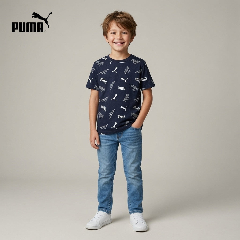 ALLOVER PRINTED BLUE T-SHIRT