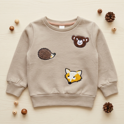 CUTE ANIMALS APPLIQUE SWEATSHIRT