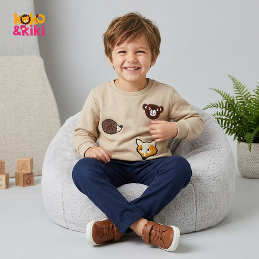 CUTE ANIMALS APPLIQUE SWEATSHIRT