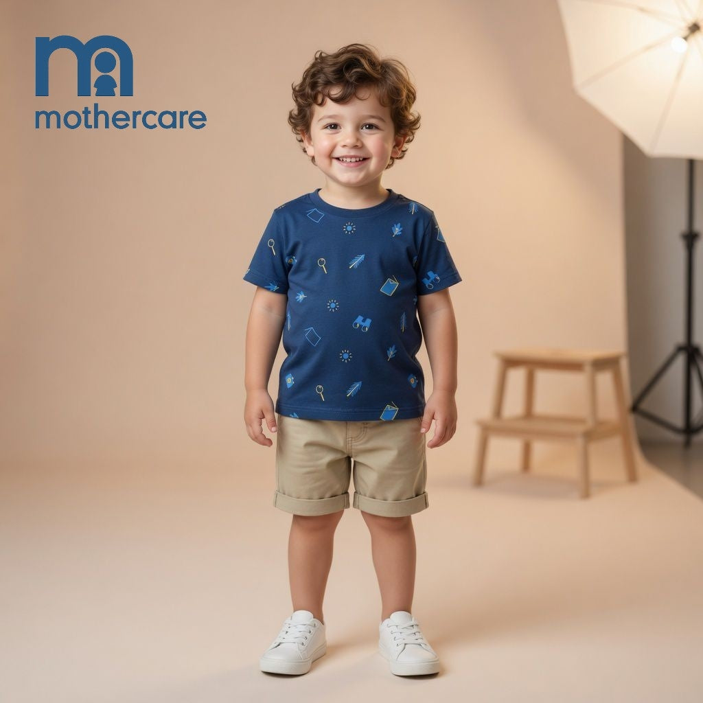 PRINTED DARK BLUE T-SHIRT