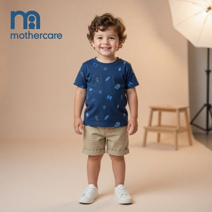 PRINTED DARK BLUE T-SHIRT