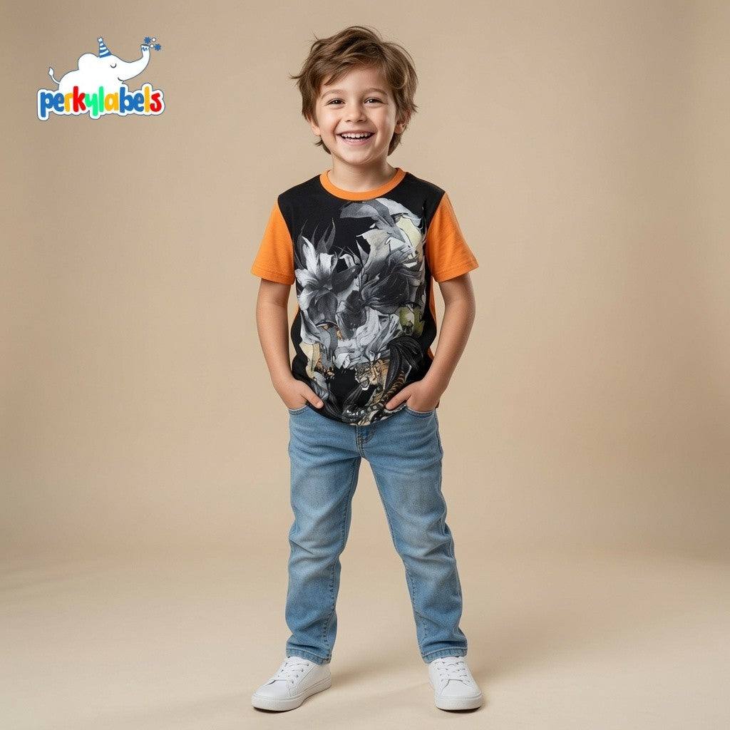 TWO TONE PRINTED T-SHIRT