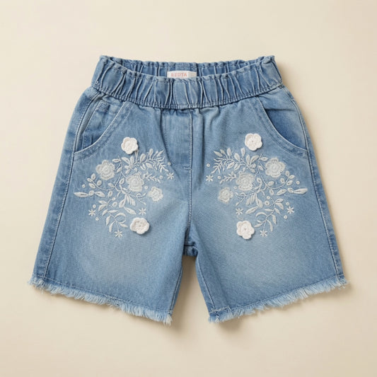 FLORAL DENIM SHORTS