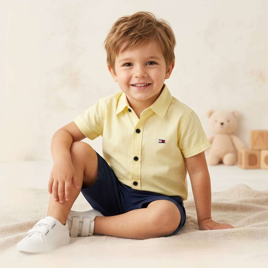 Short Sleeve Casual Shirt yellow