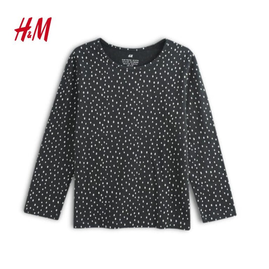 DARK GREY DOTTED LONG SLEEVE T-SHIRT