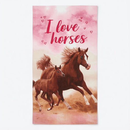 I Love Horse Beach Towel