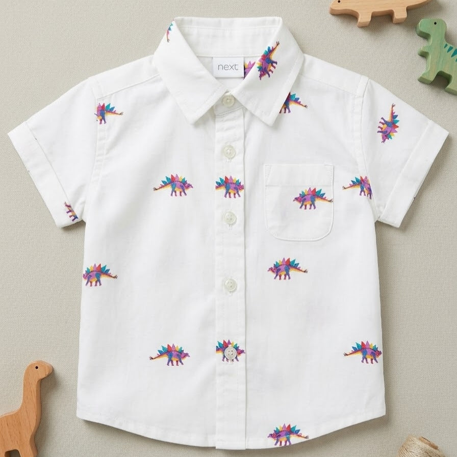 Multi Color Dino Print Casual Shirt