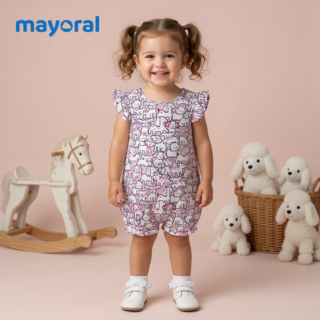 PUPPIES ALLOVER PRINT ROMPER