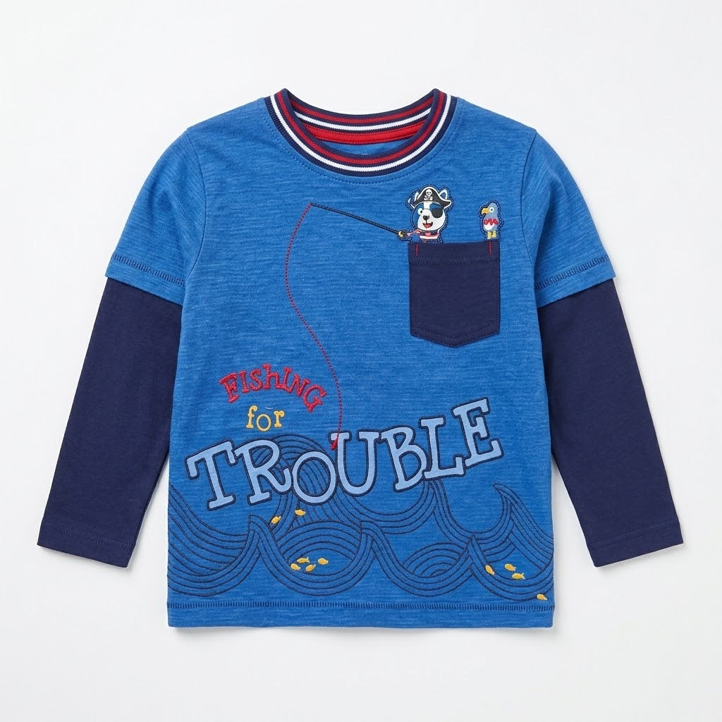 POCKET FASHION BLUE T-SHIRT