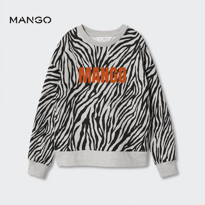 grey black printed sweatshirt