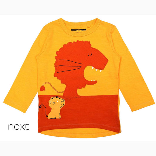 yellow lion appliqué shirt